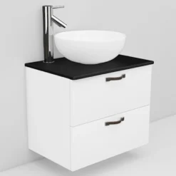 Allaskaappi ja Coast-allas Noro Flexline 16.1 musta taso 600 mm valkoinen
