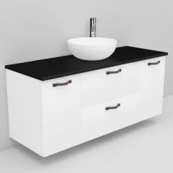 Allaskaappi ja Coast-allas Noro Flexline 160.1 musta taso 1200 mm valkoinen