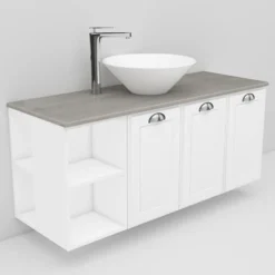 Allaskaappi ja Loop-allas Noro Flexline 139.3 1200 mm marmoritaso valkoinen kehysovi
