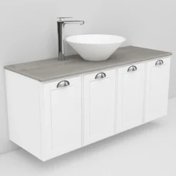 Allaskaappi ja Loop-allas Noro Flexline 123.3 1200 mm marmoritaso valkoinen kehysovi