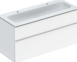 Allaskaappi kaksoisaltaalla Geberit iCon, 630x1200mm, allaskytkennällä, korkeakiilto valkoinen