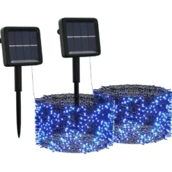 Aurinkoenergia keijuvalot 2 kpl 2x200 LED sisä/ulko eri värejä