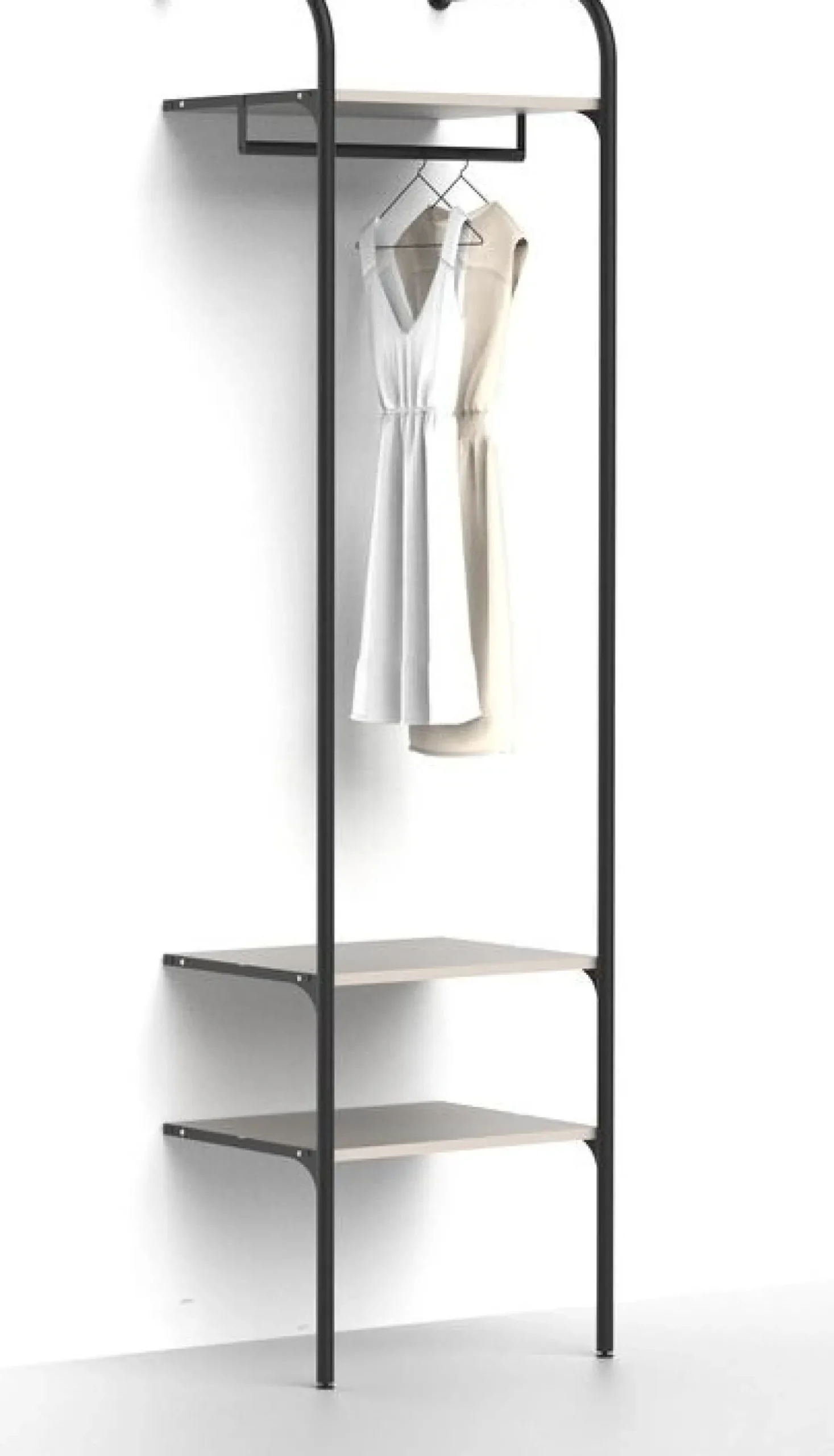 Eteisen säilytysjärjestelmä Mirror Line Nivo, tangolla ja hyllyillä, leveys 60cm, mittatilaus