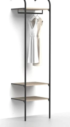 Eteisen säilytysjärjestelmä Mirror Line Nivo, tangolla ja hyllyillä, leveys 60cm, mittatilaus