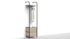 Eteisen säilytysjärjestelmä Mirror Line Nivo, tangolla ja laatikoilla, leveys 60cm, mittatilaus