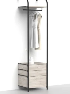 Eteisen säilytysjärjestelmä Mirror Line Nivo, tangolla ja laatikoilla, leveys 60cm, mittatilaus