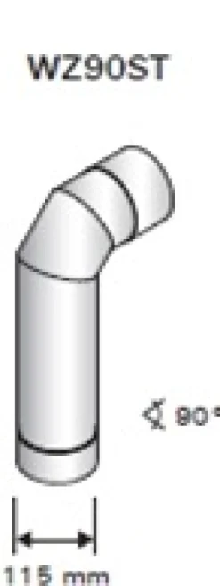 Hormin kulmaputki Harvia 90 astetta, RST 115 mm