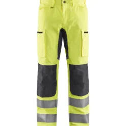 Huomiohousut Blåkläder 1585 Highvis Stretch huomiokeltainen/harmaa