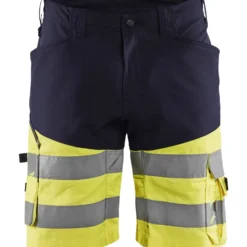 Huomioshortsit Blåkläder 1541 Highvis Stretch mariininsininen/huomiokeltainen