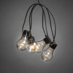Juhlavalosarja Konstsmide, IP44, 10 x LED, musta/amber, himmennin