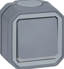 Kaksinapainen kytkin Legrand Plexo 10 A IP55 pinta kontrollivalolla, harmaa