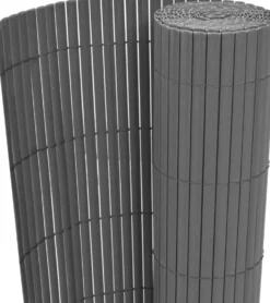Kaksipuolinen puutarha-aita PVC 150x500cm harmaa