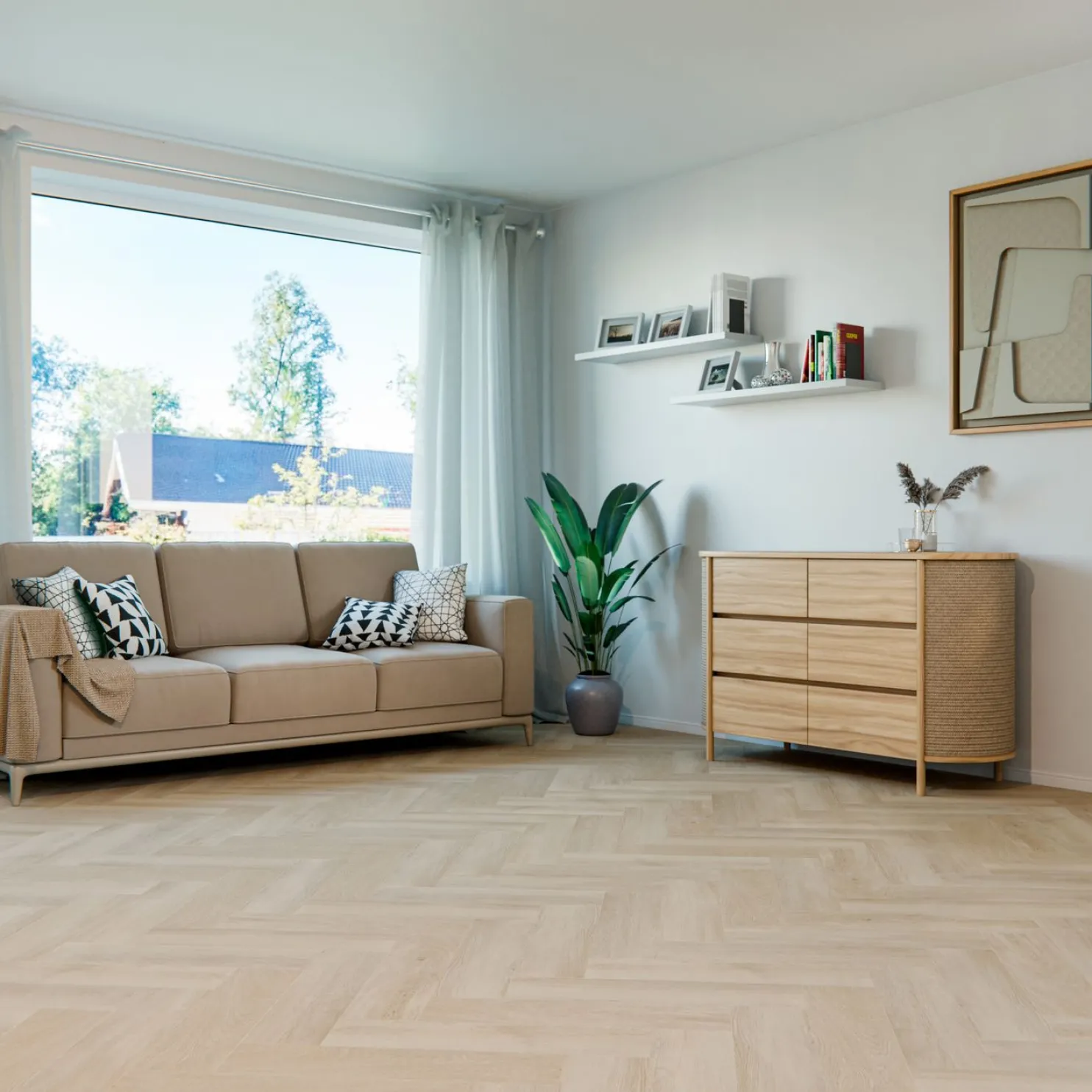 Kalanruotovinyyli Karitma Nordic Herringbone 4006 Pallas, integroitu alusmateriaali