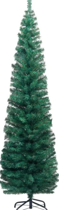 Kapea tekojoulukuusi jalustalla, vihreä, 180cm, PVC
