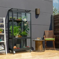 Kasvihuone Vitavia Urban 350, 0.35m², lasi, musta, pyörillä