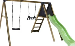Keinuteline Nordic Play Active, kiipeilymoduulilla, vihreä liukumäki, keinuistun ja trapetsikeinu