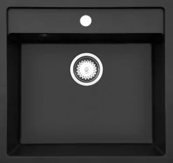 Keittiöallas Lavabo Jupiter 60, 556x526mm, komposiitti, musta, eri pohjaventtiilin värejä