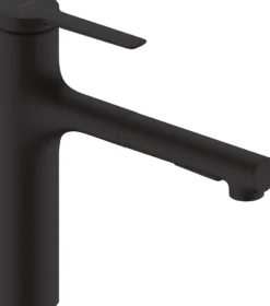 Keittiöhana Hansgrohe Zesis M33 160, ulosvedettävä juoksuputki 2 jet, sBox, mattamusta