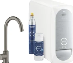 Keittiöhanapaketti Grohe Blue Mono hiilihapotusjäähdyttimellä brushed hard graphite