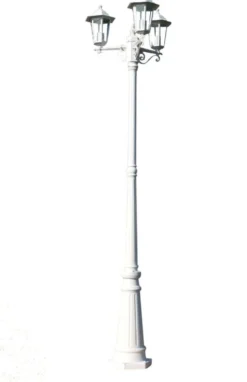 Kingston puutarhan valotolppa 3-lyhtyä 215 cm valkoinen