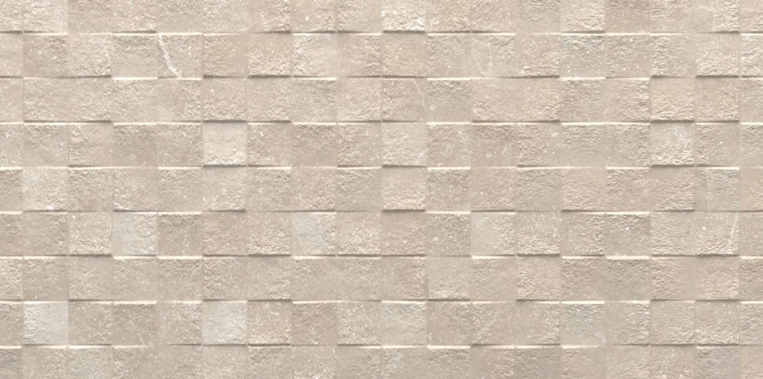 Kuviolaatta Pukkila Piazen Ivory Cubic himmeä struktuuri 600x300 mm