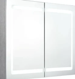 Kylpyhuoneen LED-peilikaappi, betoninharmaa, 80x12x68cm
