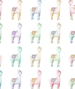Lastenhuoneen tapetti Rebel Walls Alpaca Rebel Rainbow, eläin, monivärinen