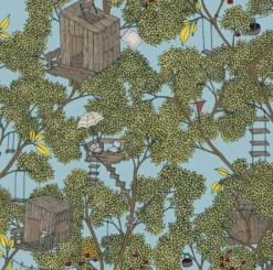 Lastenhuoneen tapetti Rebel Walls Treehouse Sunshine, kasvi, keltainen
