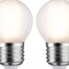 LED-filamenttilamppu Paulmann Drop, E27, 470lm, 5W, 2700K, matta, 2kpl