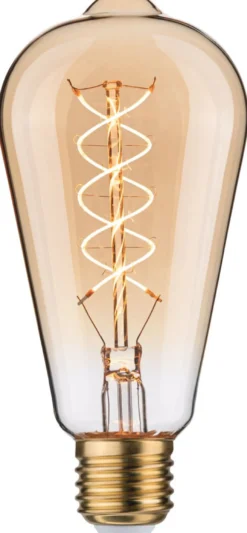 LED-filamenttilamppu Paulmann Rustic Shine Corn, S-muoto, 230V, 300lm, 4.2W, 1800K, himmennettä, kulta