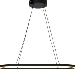 LED-kattovalaisin Aneta Lighting Oda, soikea, 75x30cm, musta