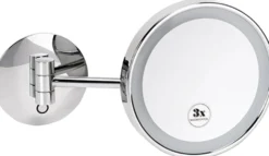 LED-meikkipeili Bemeta, Ø 200 mm, 3-kertainen suurennus, yksi nivel, kiiltävä kromi
