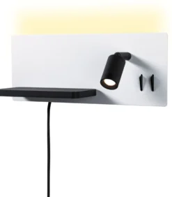 LED-seinävalaisin Paulmann Serra Left, USB C, 2700K, himmennettävä, mattavalkoinen/mattamusta
