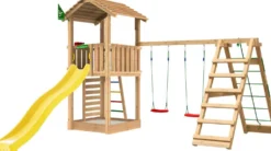 Leikkitorni Jungle Gym Cottage 2.1, 2-Climb Module 220, keltainen liukumäki