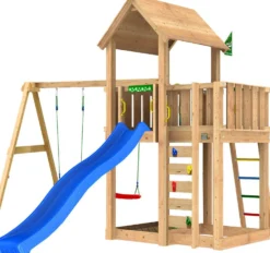 Leikkitorni Jungle Gym Mansion 2.1, 2-Swing Module 220, sininen liukumäki