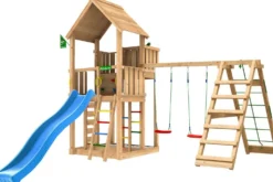 Leikkitorni Jungle Gym Palace 2.1, 2-Climb Module 220, sininen liukumäki ja 120 kg hiekkaa