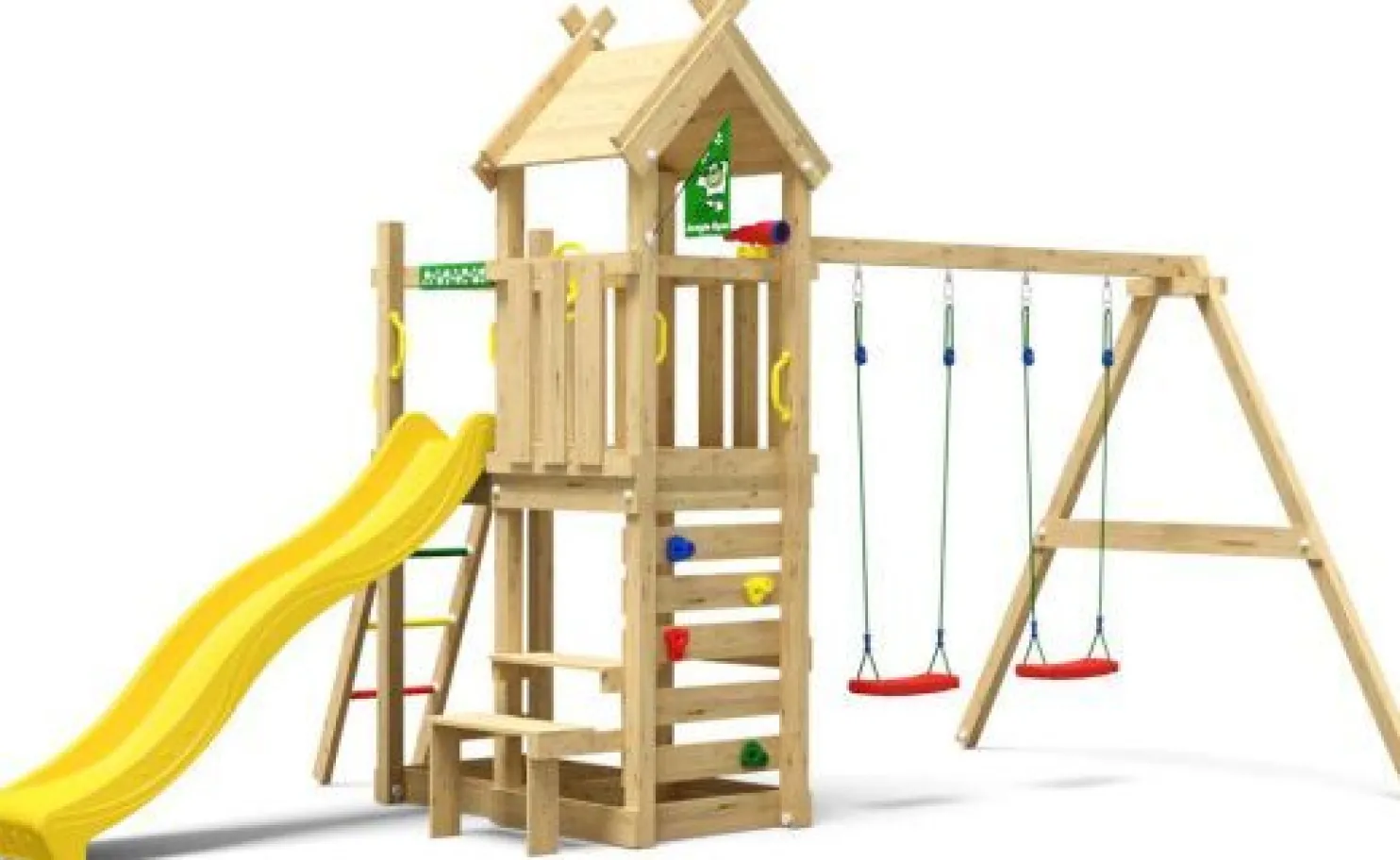 Leikkitorni Jungle Gym Teepee, 2-Swing Module 200, liukumäki