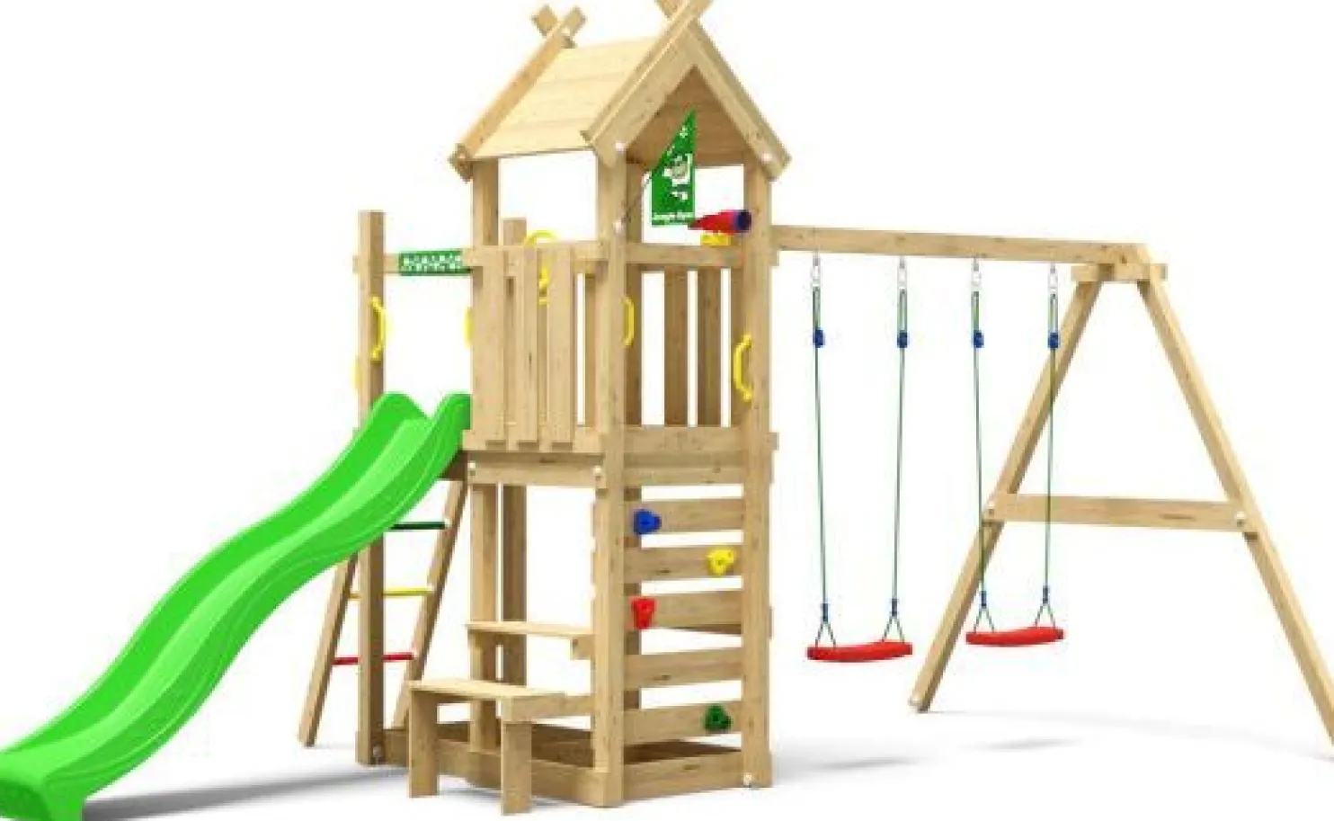 Leikkitorni Jungle Gym Teepee, 2-Swing Module 200, liukumäki