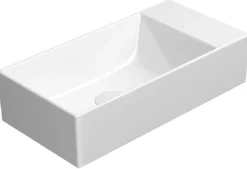 Malja-allas Interia Kube X 50x25cm, tasainen pohja, ei hanareikää, vasen/oikea, ExtraGlaze-pinnoite, valkoinen