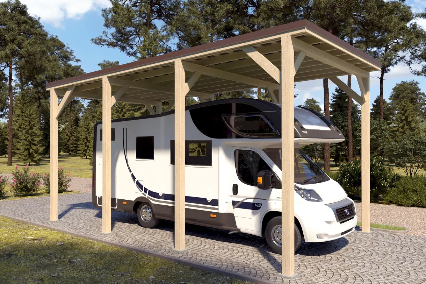 Matkailuautokatos Holzbrüder Ralf 28m2