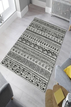 Matto Linento W1083, 60x100cm, mustavalkoinen