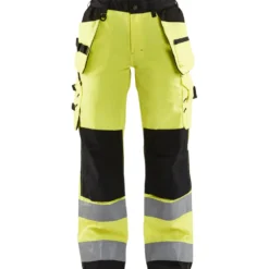 Naisten riipputaskuhousut Blåkläder 7156 Highvis huomiokeltainen/musta
