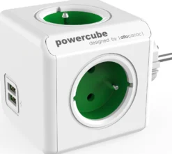 Pistorasia Allocacoc PowerCube Original USB 4-osainen + 2 x USB vihreä/valkoinen
