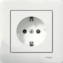 Pistorasia Schneider Electric Exxact, 1-osainen, maadoitettu, ruuviliitos, valkoinen