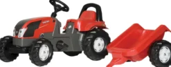 Polkutraktori perävaunulla Rollykid Valtra, punainen