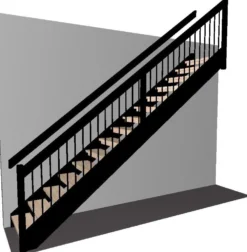 Portaat Lappiporras suora malli, K11-metallikaide, koivu, korkeus 2750-3040mm, omakotitaloon