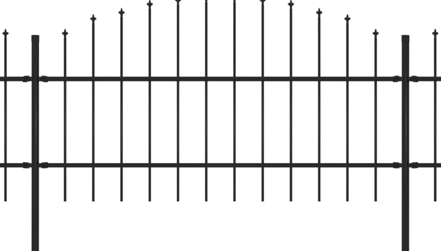 Puutarha-aita keihäskärjillä teräs (0.75-1)x13.6m musta