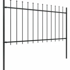 Puutarha-aita keihäskärjillä 6.8x1m teräs musta