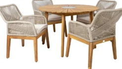 Puutarhakalustesetti Home4You FLORIDA pöytä ja 4 tuolia, beige
