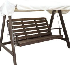 Puutarhakeinu katoksella Baltic Garden Pelle 165cm ruskea/beige
